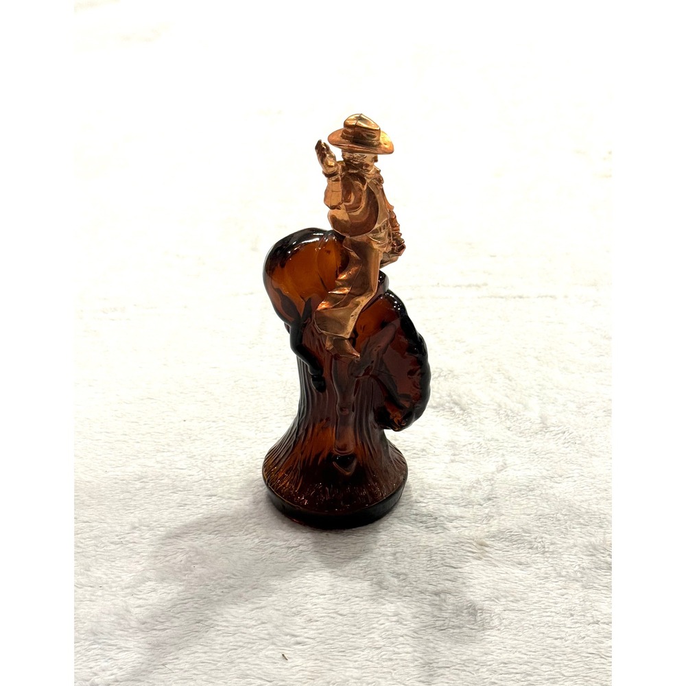 Vintage Avon Amber Glass Bucking Bronco Cowboy Decanter Cologne Bottle 8in
